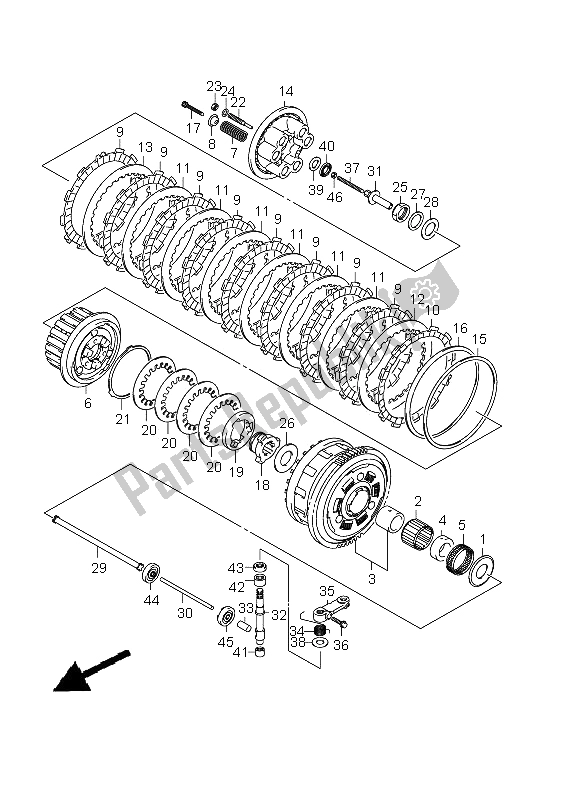 All parts for the Clutch of the Suzuki GSX R 1000 2009