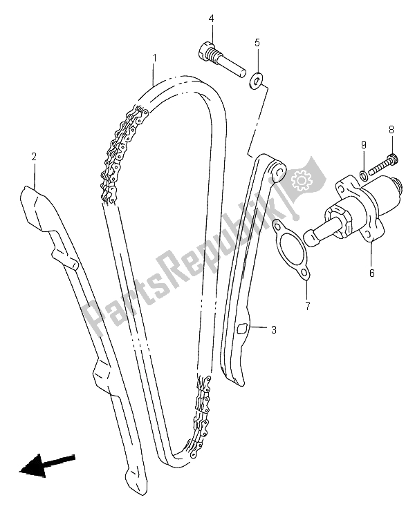 All parts for the Cam Chain of the Suzuki LT A 500F Quadmaster 2000