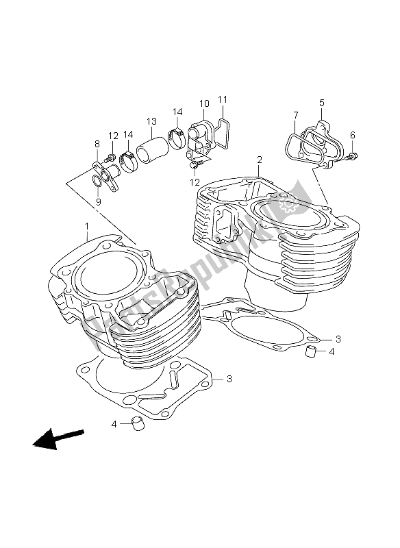 All parts for the Cylinder of the Suzuki VL 800C Volusia 2008