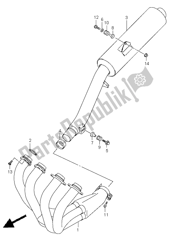 All parts for the Muffler of the Suzuki GSF 650 Nsnasa Bandit 2005