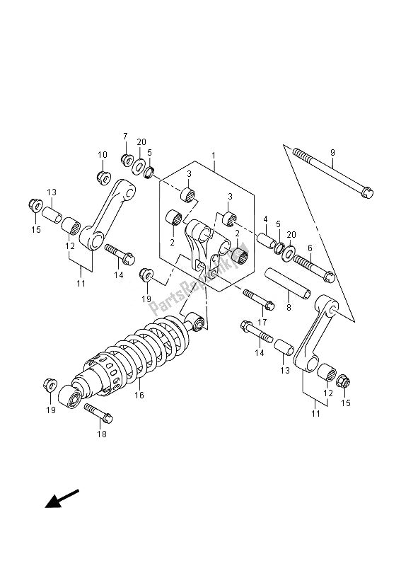 All parts for the Rear Cushion Lever (vzr1800z E19) of the Suzuki VZR 1800 M Intruder 2014