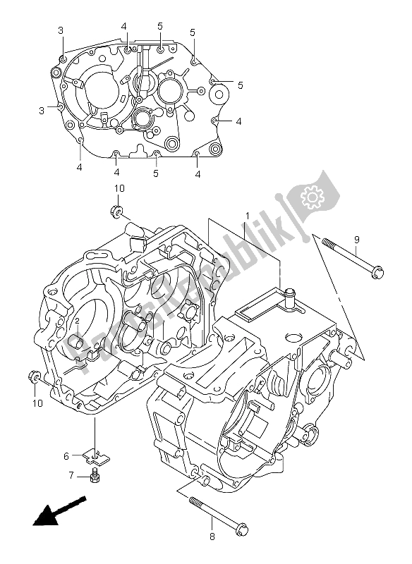 All parts for the Crankcase of the Suzuki DR Z 125 SW LW 2005