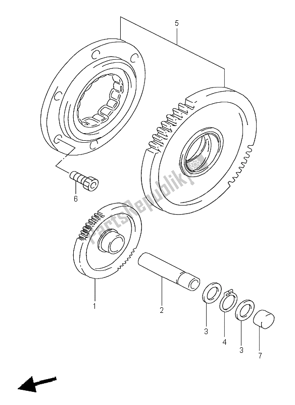 All parts for the Starter Clutch of the Suzuki GSX R 1100W 1997