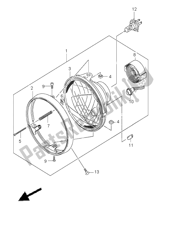 Todas as partes de Conjunto Do Farol (e2-e19) do Suzuki GSX 1400 2002