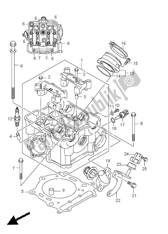 Alle onderdelen voor de Cilinderkop van de Suzuki LT A 750 XPZ Kingquad AXI 4X4 2011