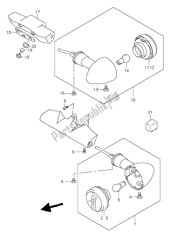 Toutes les pièces pour le Feu Clignotant du Suzuki VL 1500 Intruder LC 2004