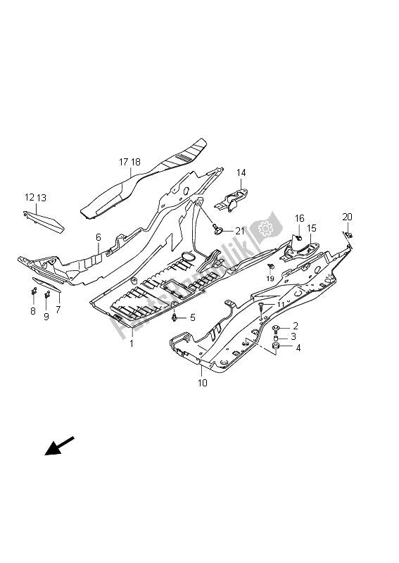 Toutes les pièces pour le Bouclier De Jambe Arrière du Suzuki Burgman AN 400 AZA 2011