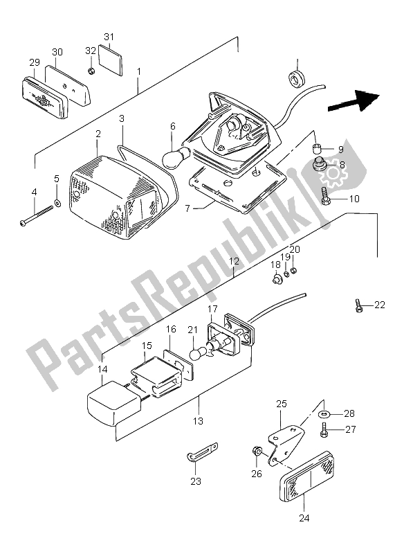 Toutes les pièces pour le Feu Arrière Combiné du Suzuki VS 800 Intruder 1998