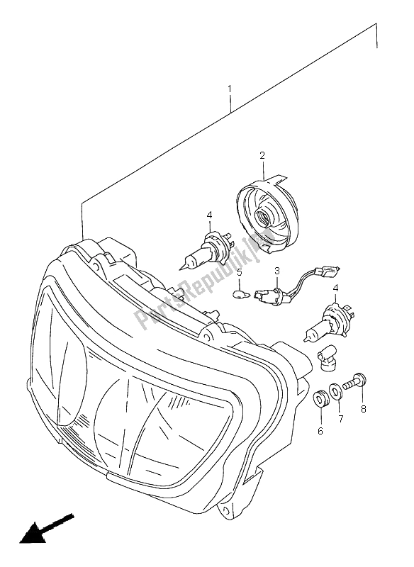 Tutte le parti per il Proiettore (e2-e24) del Suzuki GSX R 600 2000