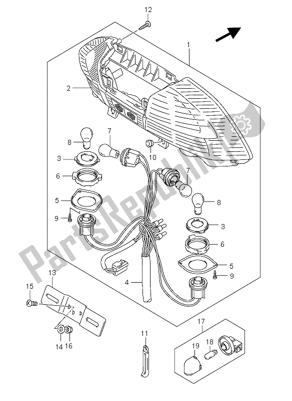 Todas las partes para Luz De Combinación Trasera de Suzuki Burgman AN 400S 2006