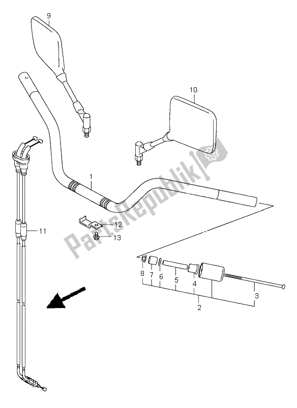 All parts for the Handlebar of the Suzuki DL 1000 V Strom 2002