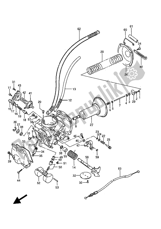 Tutte le parti per il Carburatore (anteriore) del Suzuki VS 750 GL Intruder 1985