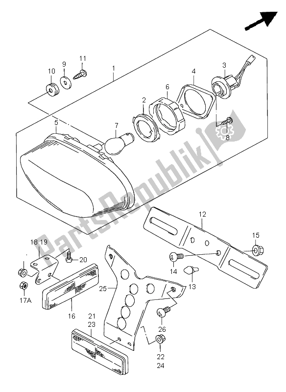 All parts for the Rear Combination Lamp of the Suzuki VZ 800 Marauder 1998