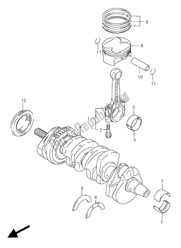 All parts for the Crankshaft of the Suzuki GSX R 750 1999