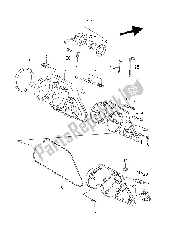 Tutte le parti per il Tachimetro (sv650s-su) del Suzuki SV 650 NS 1999