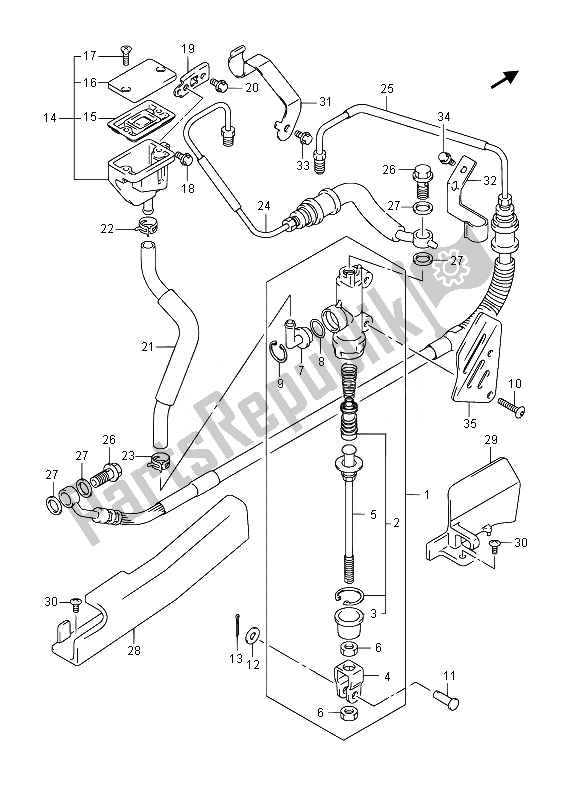 All parts for the Rear Master Cylinder of the Suzuki DL 650A V Strom 2014