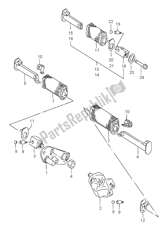 Todas as partes de Apoio Para Os Pés do Suzuki LS 650 Savage 2001