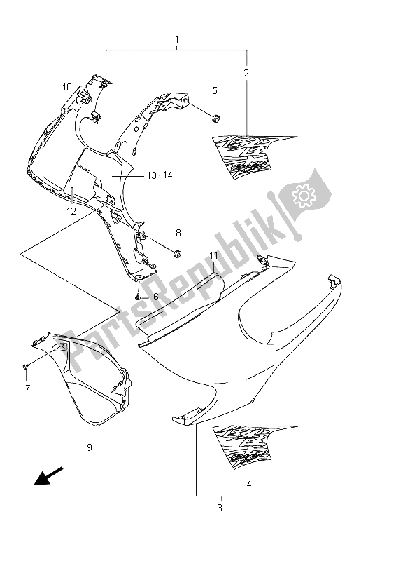 All parts for the Side Cowling of the Suzuki GSX 1300R Hayabusa 2012