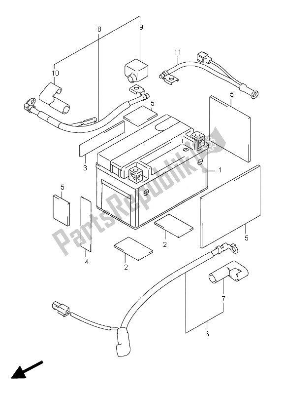 All parts for the Battery of the Suzuki LT R 450Z Quadracer 2010