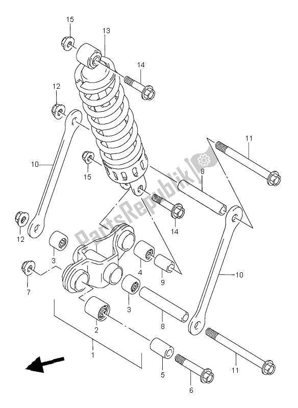 All parts for the Cushion Lever of the Suzuki GS 500E 1995