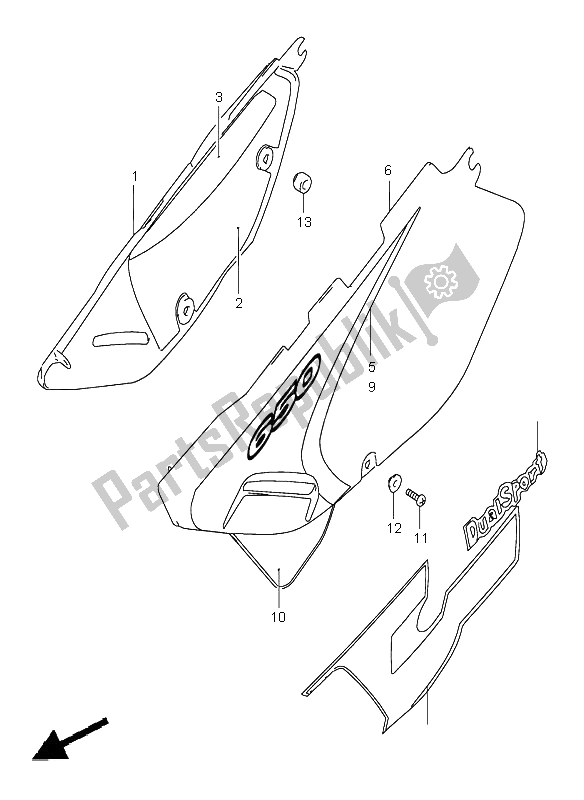 Toutes les pièces pour le Couverture De Cadre du Suzuki DR 650 SE 1999