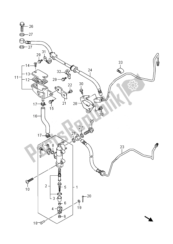 Wszystkie części do Tylny Cylinder G?ówny (gsx1300rauf E19) Suzuki GSX 1300 RA Hayabusa 2014