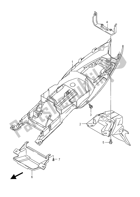 All parts for the Rear Fender (gsf650su) of the Suzuki GSF 650 Sasa Bandit 2012