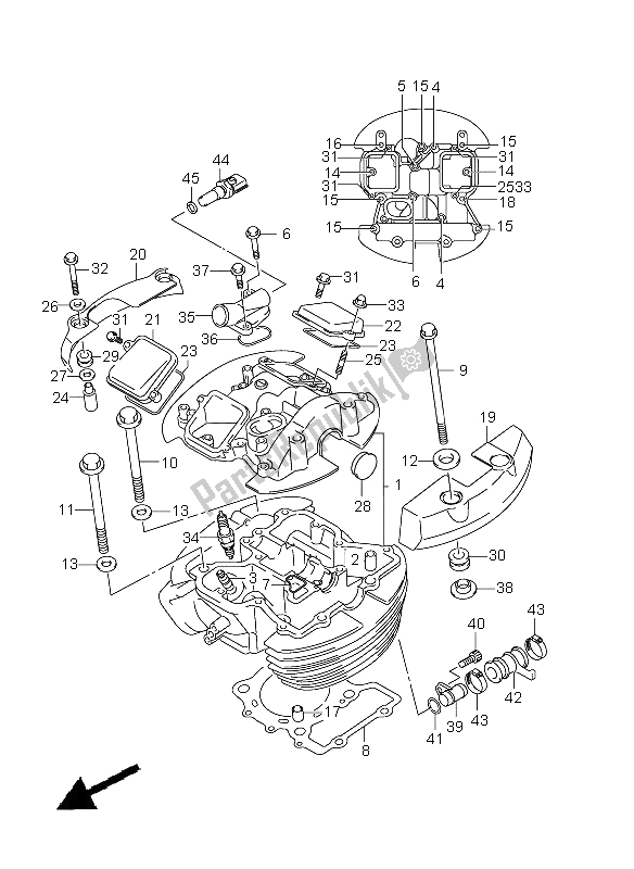 All parts for the Front Cylinder Head of the Suzuki VZ 800Z Intruder 2009