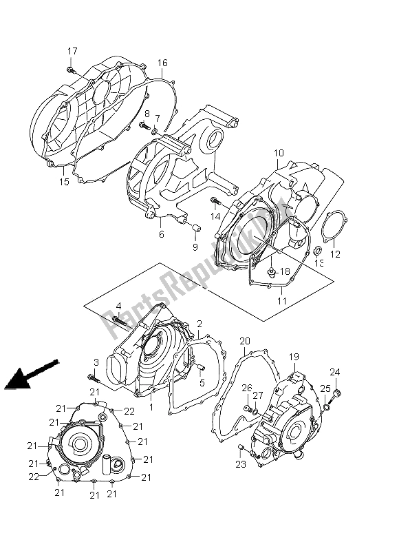 Wszystkie części do Pokrywa Skrzyni Korbowej Suzuki LT A 500 XZ Kingquad AXI 4X4 2012