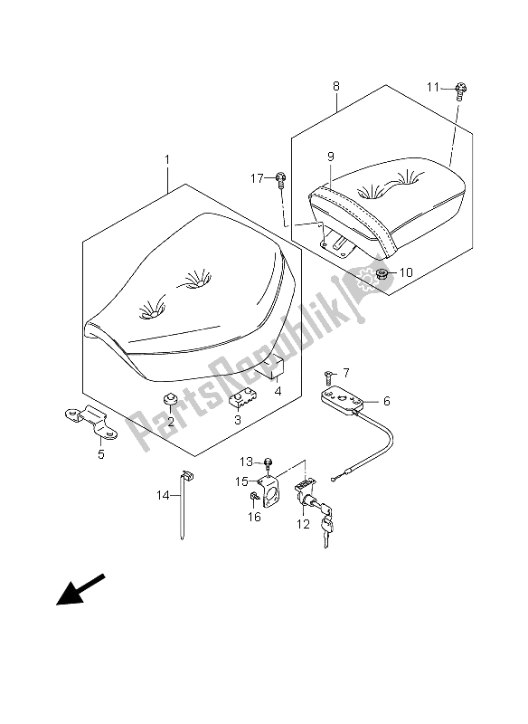 All parts for the Seat of the Suzuki GZ 250 Marauder 2004