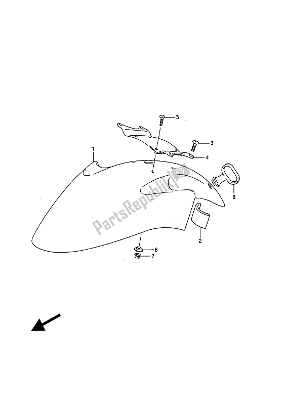 All parts for the Front Fender of the Suzuki GSF 400 Bandit 1993