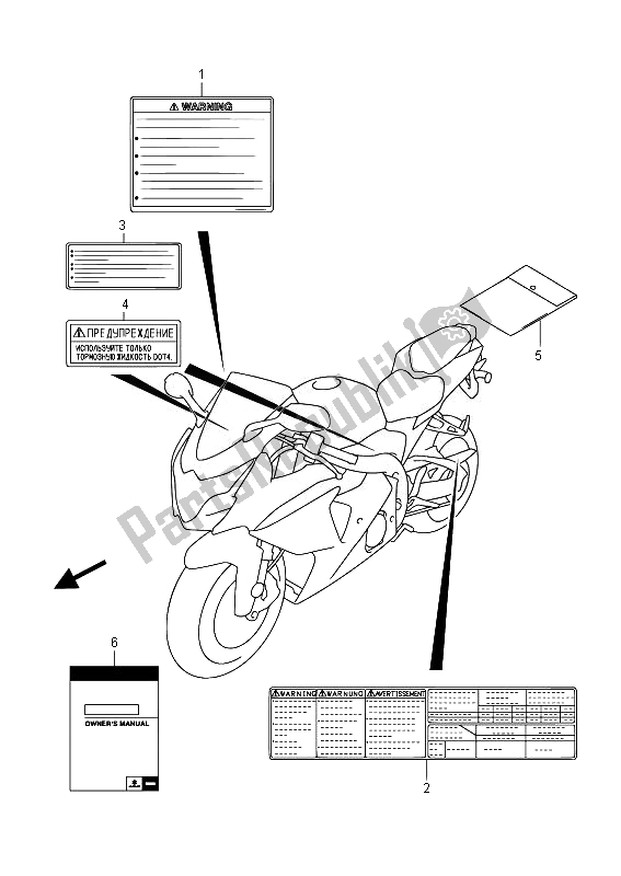 Todas as partes de Etiqueta (gsx-r1000) do Suzuki GSX R 1000 2014