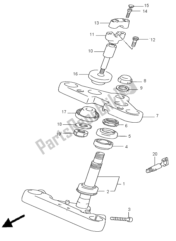 All parts for the Steering Stem of the Suzuki VS 800 Intruder 2001