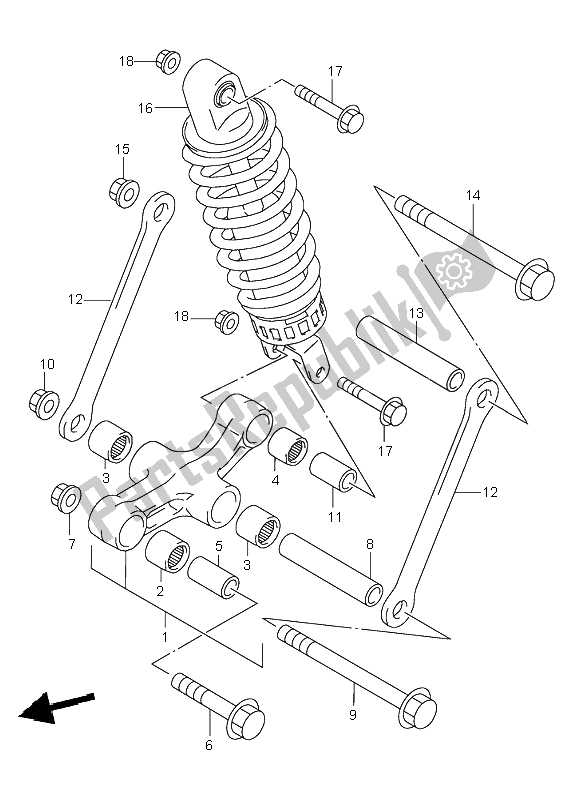 All parts for the Rear Cushion Lever of the Suzuki GSX 600F 2003