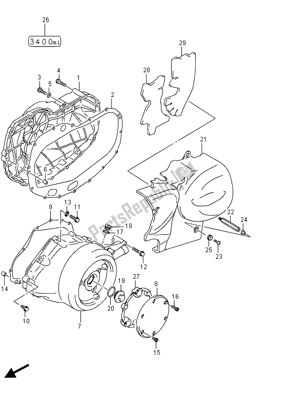 Alle onderdelen voor de Carterafdekking (vzr1800uf E19) van de Suzuki VZR 1800 BZ M Intruder 2015