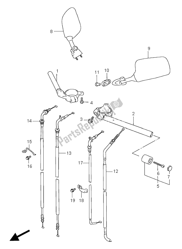 All parts for the Handlebar of the Suzuki GSX R 750 1996