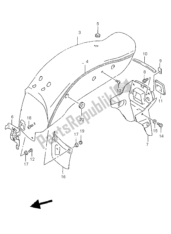 Tutte le parti per il Parafango Posteriore del Suzuki GZ 125 Marauder 1999