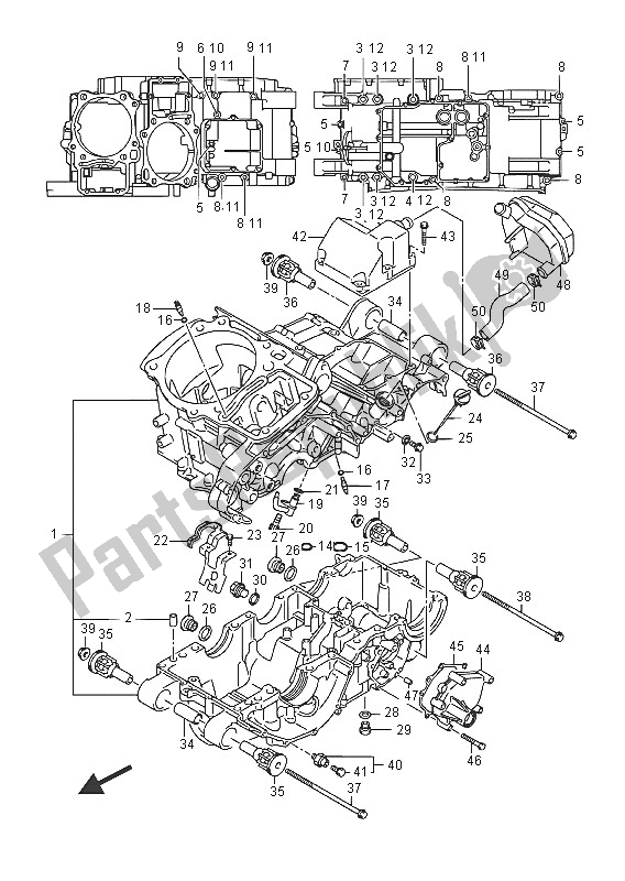 All parts for the Crankcase of the Suzuki VZR 1800 BZ M Intruder 2016