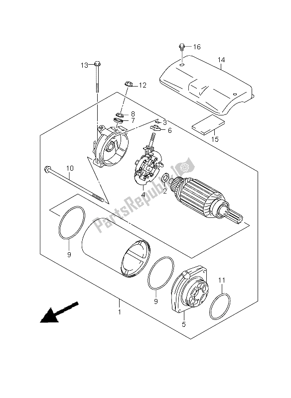 All parts for the Starting Motor of the Suzuki VZ 800 Marauder 2006