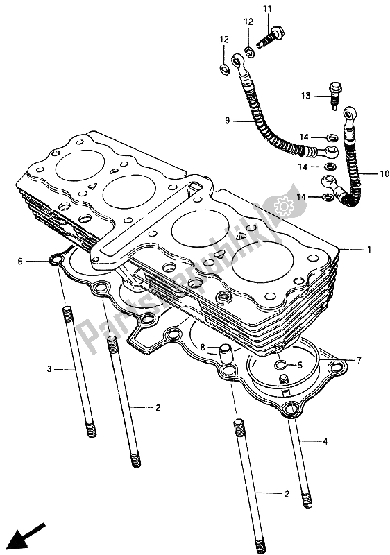 All parts for the Cylinder of the Suzuki GSX 750 Esefe 1985