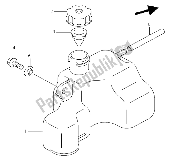 All parts for the Oil Tank of the Suzuki LT A 50 Quadsport 2004