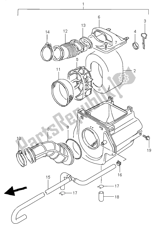 All parts for the Air Cleaner of the Suzuki LT F 160 Quadrunner 2005