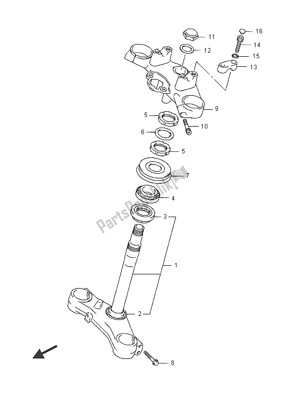 Tutte le parti per il Gambo Dello Sterzo del Suzuki DL 650 AXT V Strom 2016