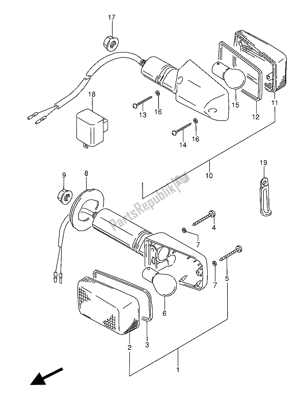 Alle onderdelen voor de Richtingaanwijzer Lamp van de Suzuki GSX 600 FUU2 1988