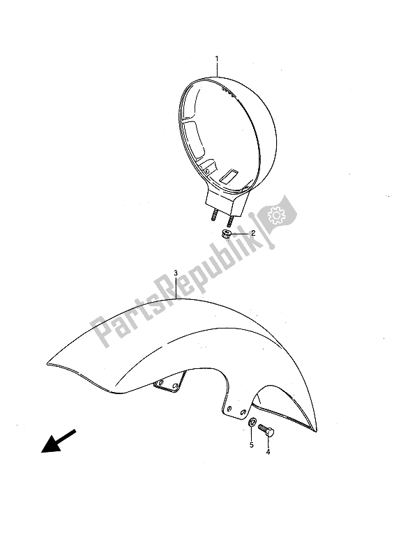 All parts for the Front Fender (e1-e2-e4-e17-e18-e21-e22-e25-e34-e39-e53) of the Suzuki LS 650P Savage 1991