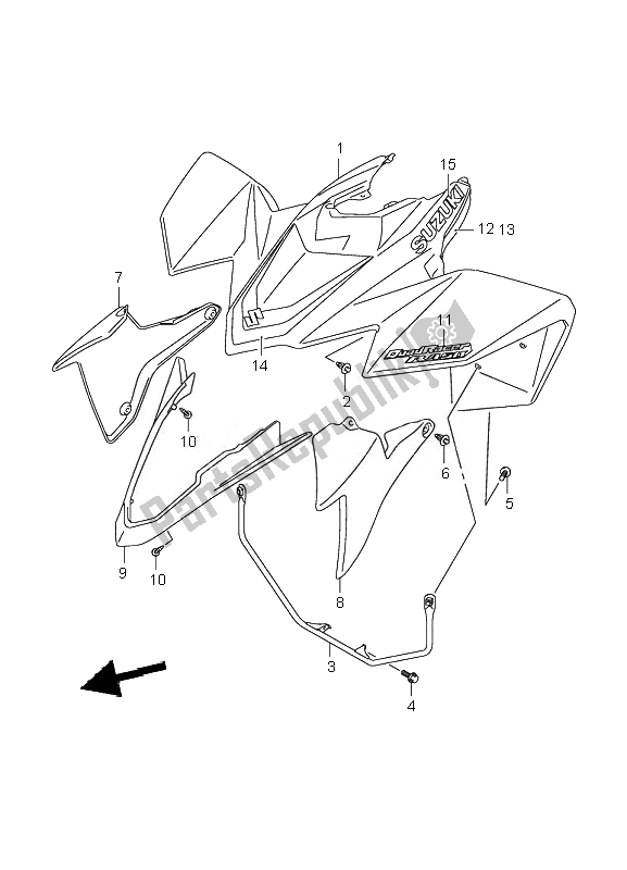 All parts for the Front Fender of the Suzuki LT R 450 Quadracer 2007