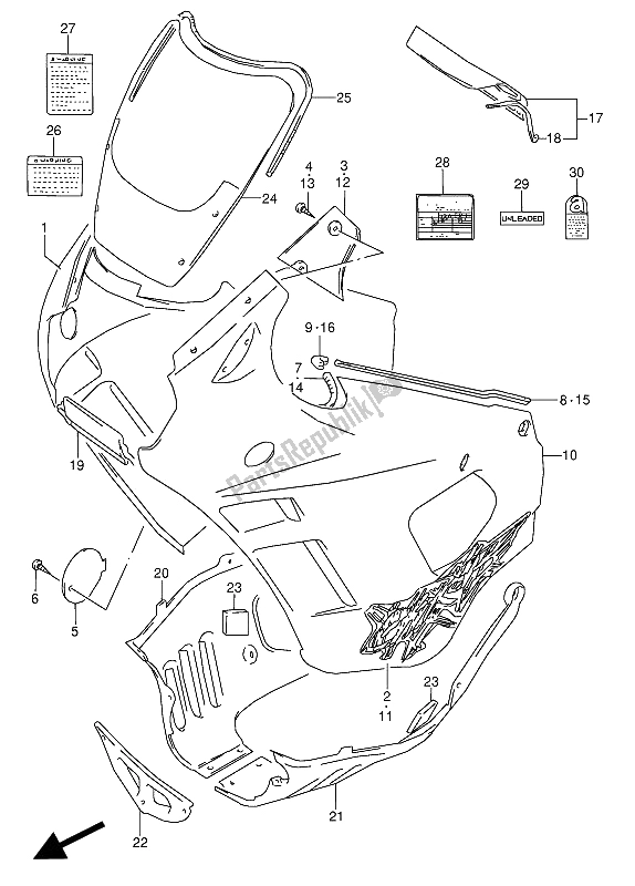 Tutte le parti per il Corpo Da Cowboy del Suzuki GSX 600 FUU2 1994