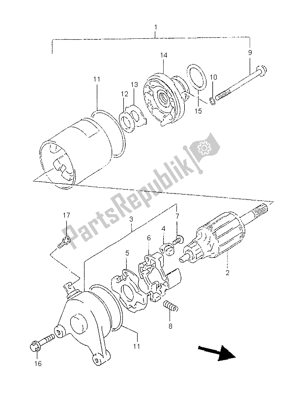 Tutte le parti per il Motore Di Avviamento del Suzuki GZ 125 Marauder 1998