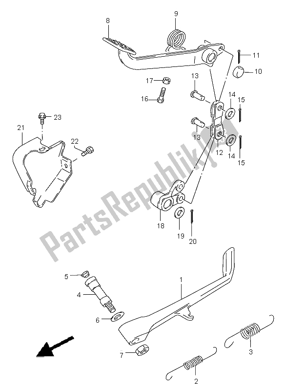 Tutte le parti per il Cavalletto E Freno Posteriore del Suzuki VS 800 Intruder 2003