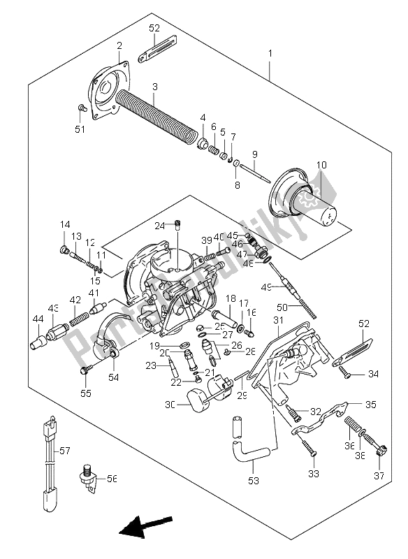 Alle onderdelen voor de Carburator van de Suzuki VL 125 Intruder 2000